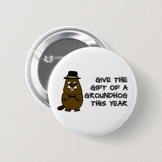 Geben Sie das Geschenk eines Groundhog in diesem J Button (Vorne & Hinten)