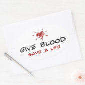 Geben Sie dem Blut ein Leben Rettend Ovaler Aufkleber (Umschlag)