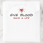 Geben Sie dem Blut ein Leben Rettend Ovaler Aufkleber (Tasche)
