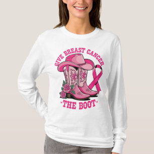 Geben Sie dem Brustkrebs den Stiefel-Cowboy-Boots- T-Shirt