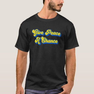 Geben Sie dem Frieden eine Chance blauen und gelbe T-Shirt
