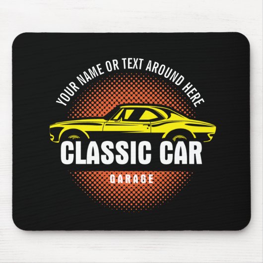Geben Sie den Namen "Gelbes klassisches Auto" ein Mousepad (Vorne)