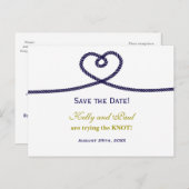 GEBEN SIE DIE KNOT-Herz-Rope-Hochzeitdatum Postkar Ankündigungspostkarte (Vorne/Hinten)