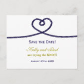 GEBEN SIE DIE KNOT-Herz-Rope-Hochzeitdatum Postkar Ankündigungspostkarte (Vorderseite)