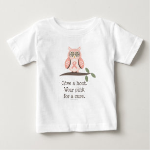 Geben Sie ein Schrei-Rosa-Band-Eulen-Baby-T-Shirt Baby T-shirt
