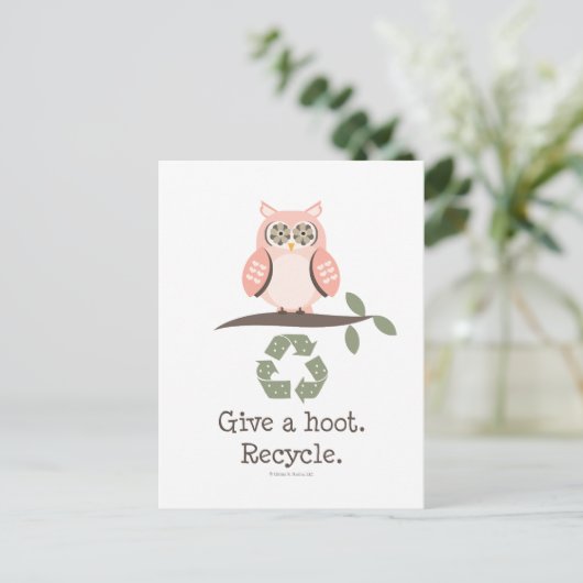 Geben Sie eine Hoot Gerecycelt Postkarte (Stehend Vorderseite)