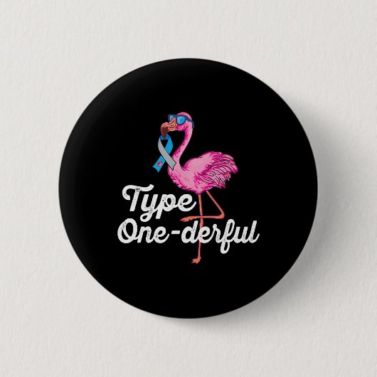 Geben Sie eine Niedliche Flamingo Typ 1 Diabetes-A Button (Vorderseite)