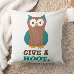 Geben Sie einem HOOT Cartoon Owl Bird Eyes Owl Ill Kissen