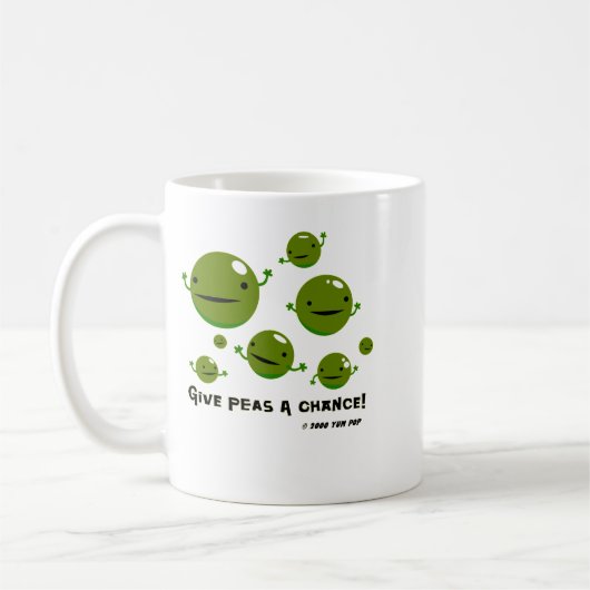 Geben Sie Erbsen eine Möglichkeit Kaffeetasse (Links)