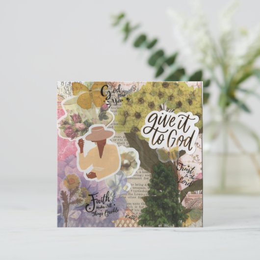 Geben Sie es Gott flache Grußkarte (Stehend Vorderseite)