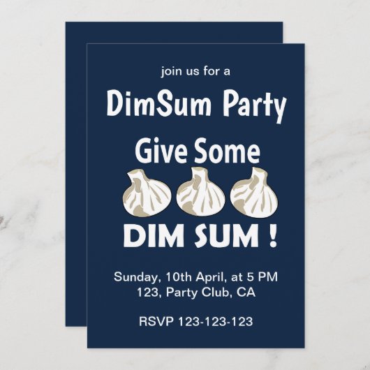 Geben Sie etwas Dim Sum Party Einladung (Vorne/Hinten)