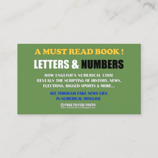 Geben Sie frei, um Wahrheit/Buchstaben u. Zahlen Visitenkarte (Vorderseite)