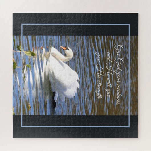Geben Sie Gott Ihre Schwäche Swan Jigsaw Puzzle (Horizontal)