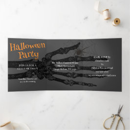 Geben Sie Ihr eigenes Risiko-Halloween-Party ein Dreifach Gefaltete Einladung