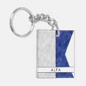 Geben Sie Ihr Name Signal Flag A Alfa / Alpha Naut Schlüsselanhänger (Vorderseite links)