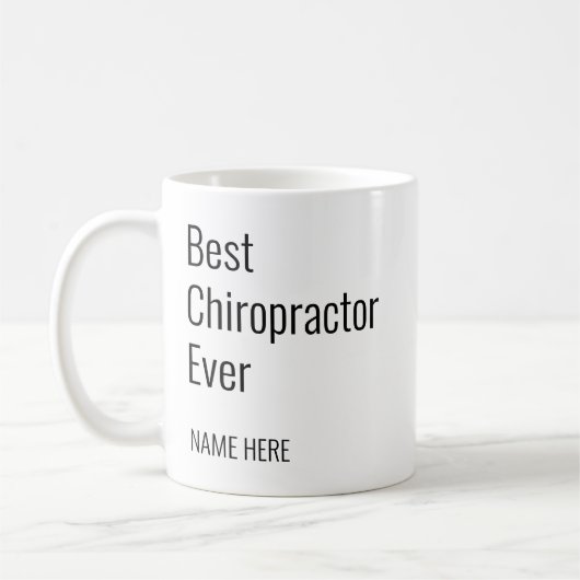 Geben Sie Ihren Namen Bester Chiropraktor je Typog Kaffeetasse (Links)