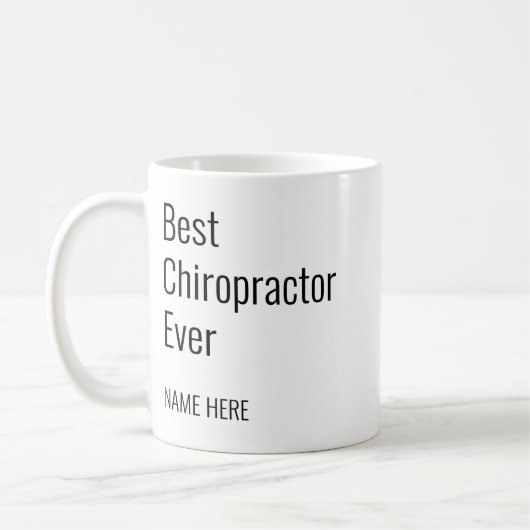 Geben Sie Ihren Namen Bester Chiropraktor je Typog Kaffeetasse (Links)