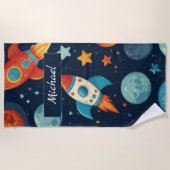 Geben Sie Ihren Namen Coolen Raketenplatz und Plan Strandtuch (Vorderseite)