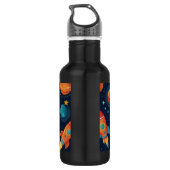 Geben Sie Ihren Namen Coolen Raketenschiff Platz u Edelstahlflasche (Rückseite)