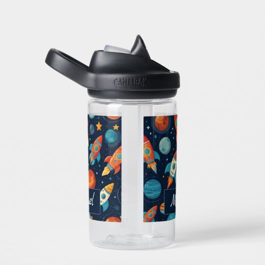 Geben Sie Ihren Namen Coolen Raketenschiff Platz u Trinkflasche (rechts)