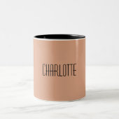 Geben Sie Ihren Namen Moderne Minimalistische Chic Zweifarbige Tasse (Mittel)