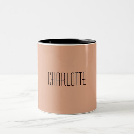Geben Sie Ihren Namen Moderne Minimalistische Chic Zweifarbige Tasse (Mittel)