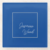 Geben Sie Ihren Namen Modernes Minimalistisches Bl Glasuntersetzer (Vorderseite)