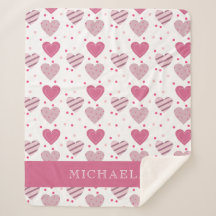 Geben Sie Ihren Namen Niedlich Pink Hearts Muster 