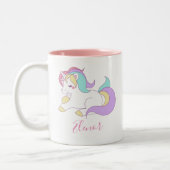 Geben Sie Ihren Namen Niedlich Unicorn Personalisi Zweifarbige Tasse (Links)