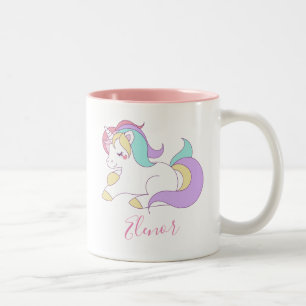 Geben Sie Ihren Namen Niedlich Unicorn Personalisi Zweifarbige Tasse
