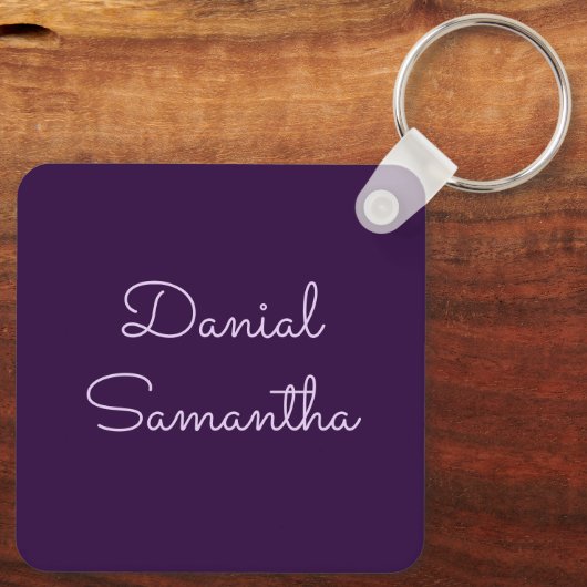 Geben Sie Ihren Namen Purpul Personalisiert ein Schlüsselanhänger (Rückseite)