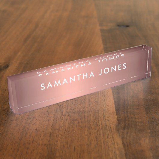 Geben Sie Ihren Namen Rose Gold Business ein Namensplakette (Seite)