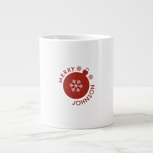 Geben Sie Ihren Namen Text Holiday Snowflake Spezi Jumbo-Tasse (Vorderseite)