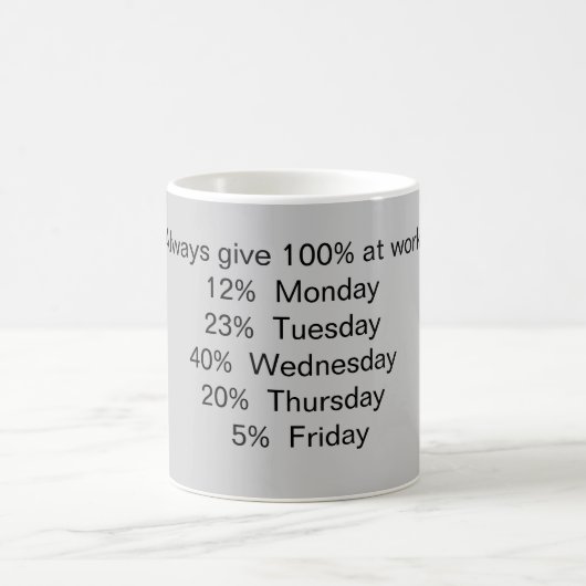 Geben Sie immer 100% bei der Arbeit: Kaffeetasse (Mittel)