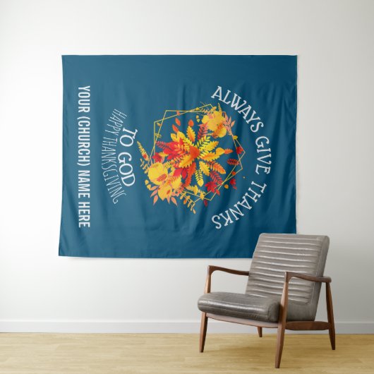 GEBEN SIE IMMER DANKE AN GOTT Christlichen Ernteda Wandteppich (Beispiel (Horizontal))