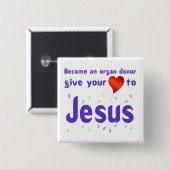 Geben Sie Jesus Ihr Herz Button (Vorne & Hinten)