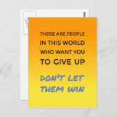 Geben Sie keine positive Einstellung inspirierende Postkarte (Vorne/Hinten)