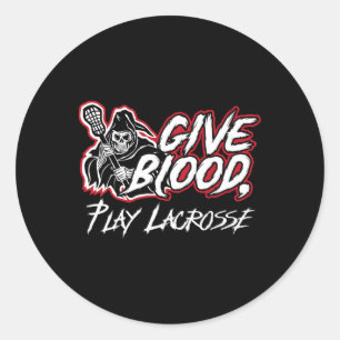 Geben Sie Lacrosse für die Blutwiedergabe Runder Aufkleber