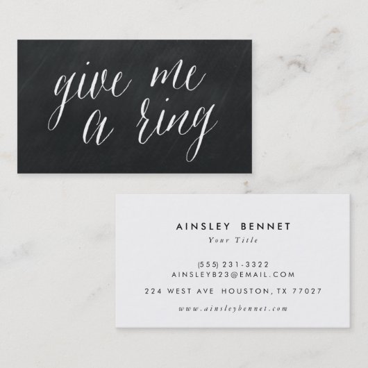 Geben Sie mir einen Ring moderne Visitenkarte (Vorne/Hinten)