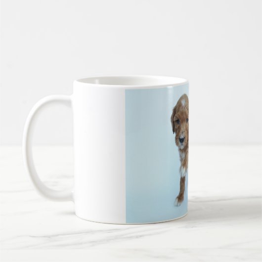Geben Sie mir Kaffee! Goldendoodle Tasse (Links)