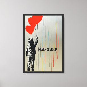 Geben Sie nie auf Ballon Boy Leinwand Print