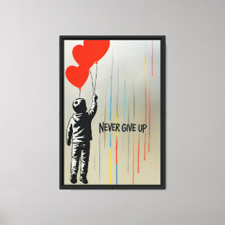Geben Sie nie auf Ballon Boy Leinwand Print