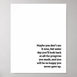 Geben Sie nie auf inspirierendes Zitat auf Poster