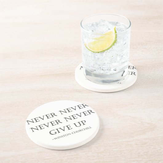 Geben Sie nie auf Sandstein Untersetzer (Seite)