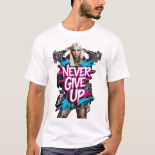 Geben Sie nie den Graffiti-Quote-T - Shirt auf