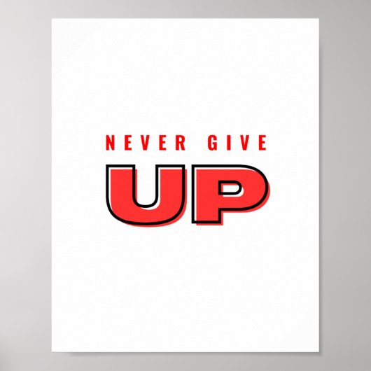 Geben Sie nie rotes Textdesign auf Poster (Vorne)