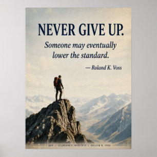 Geben Sie niemals auf Lustiger Motivationsposter Poster