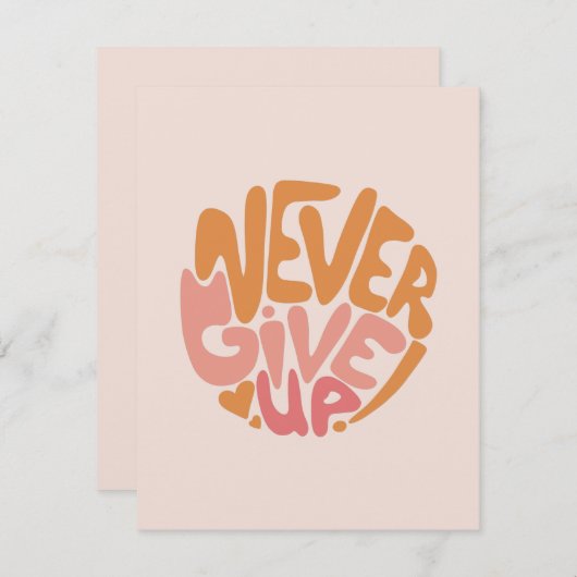 Geben Sie niemals auf - Motivierend rosa und orang (Vorne/Hinten)