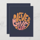 Geben Sie niemals auf - rosa und orange dunkel Mot (Vorne/Hinten)