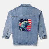 Geben Sie niemals den Kampf Eagle American Flag ar Jeansjacke (Rückseite)